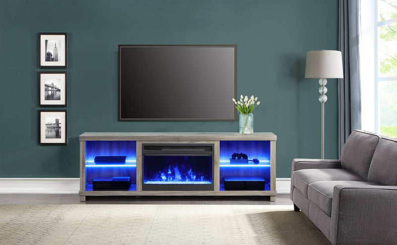 Aurora 72\" TV Stand with Crystal Ember Firebox