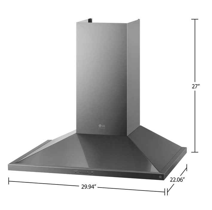 LG STUDIO 30\" Wall-Mount Chimney Hood - LSHD3089BD