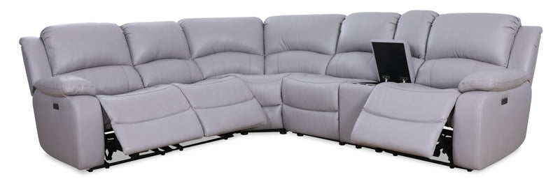 Marcel 6-Piece Genuine Leather Reclining Sectional - Grey