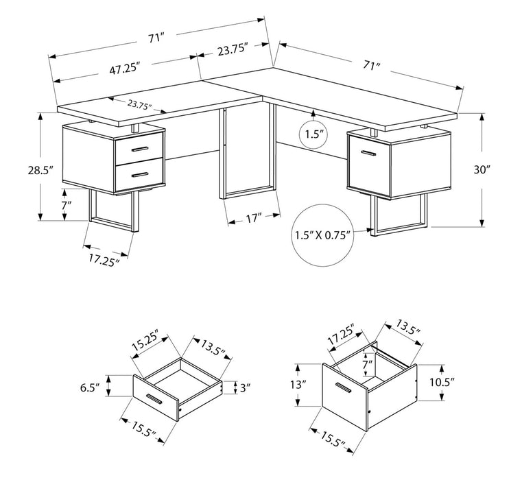 Marnie Reversible L-Shaped Corner Desk - Walnut 
