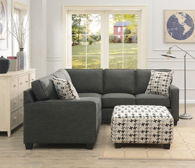 Sawyer 2-Piece Linen-Look Fabric Sectional - Charcoal Grey