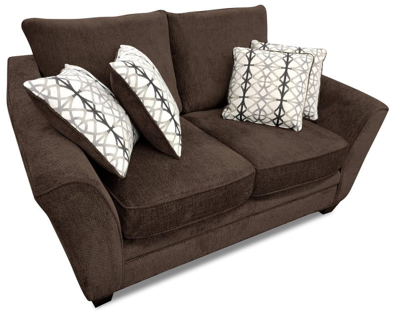 Febe Chenille Loveseat - Brown