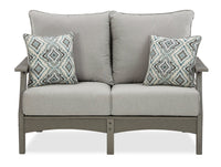 Cape Outdoor Patio Loveseat - High Density Plastic & Nuvella Fabric, UV & Weather Resistant - Grey 