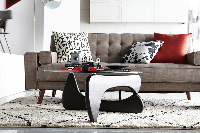 Avery Linen-Look Fabric Futon - Grey