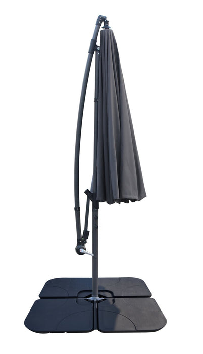 Shanghai Patio Umbrella with 4-Piece Base - Charcoal