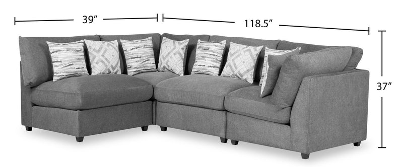 Evolve 4-Piece Sectional - Charcoal