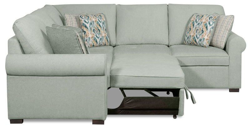 2-Piece Chenille Sectional with Left-Facing Sleeper Sofa - Seafoam