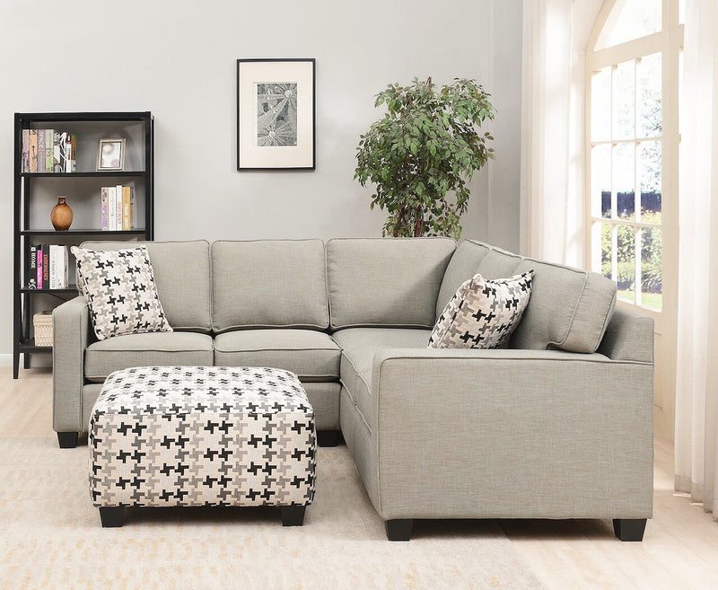 Sawyer 2-Piece Linen-Look Fabric Sectional - Light Grey