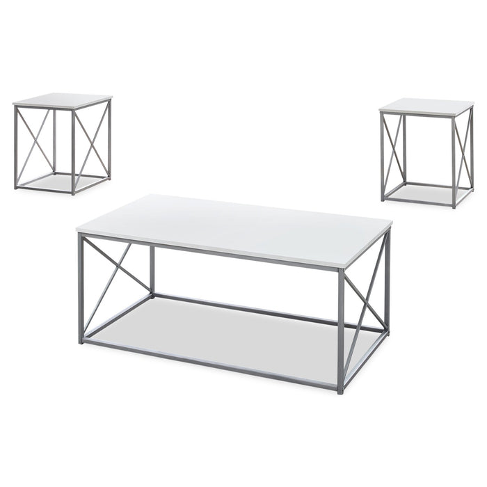 Kasey 3-Piece Coffee and Two End Tables Package - White 