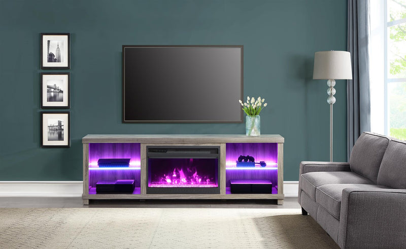 Aurora 72\" TV Stand with Crystal Ember Firebox