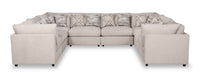 Scott Living Evolve Modular 8-Piece Linen-Look Fabric Sectional with Feather Down Cushions - Grey 