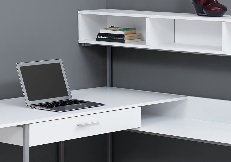 Oaklee L-Shaped Corner Desk with Hutch - White 