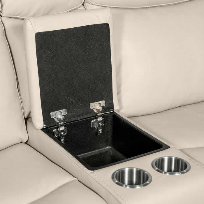 Prescott Genuine Leather Power Reclining Loveseat - Platinum
