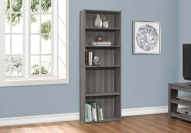 Slade 5-Shelf Bookcase - Grey