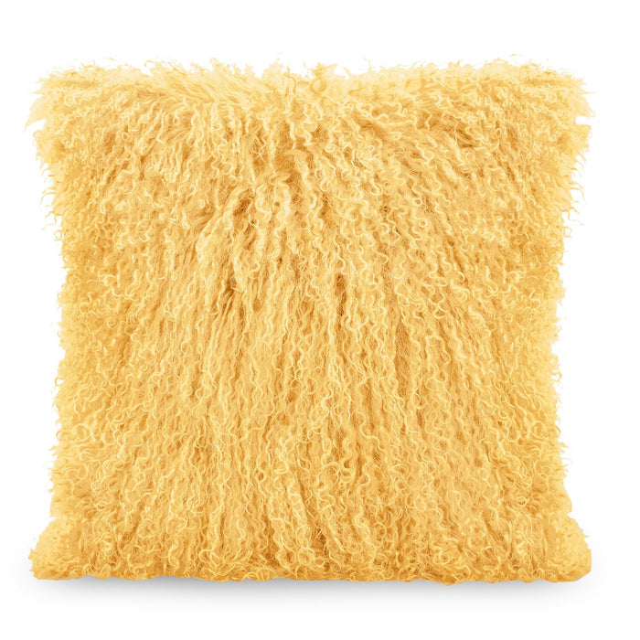 Mongolian Sheepskin Accent Pillow – Gold