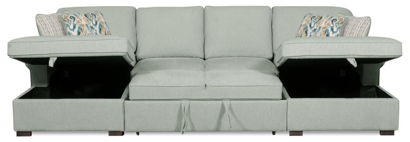 Haven 3-Piece Chenille Sleeper Sectional - Seafoam