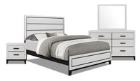 Kate 6pc Bedroom Set with Bed, Dresser, Mirror & Nightstand, White - Queen Size 