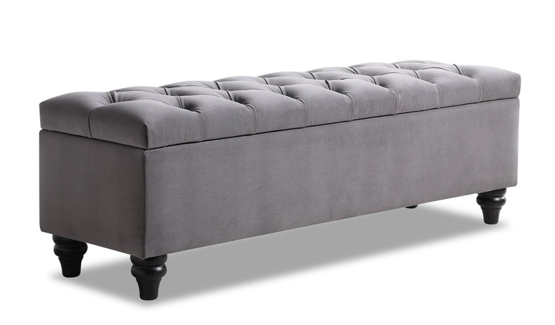 Sage Velvet Bench with Storage