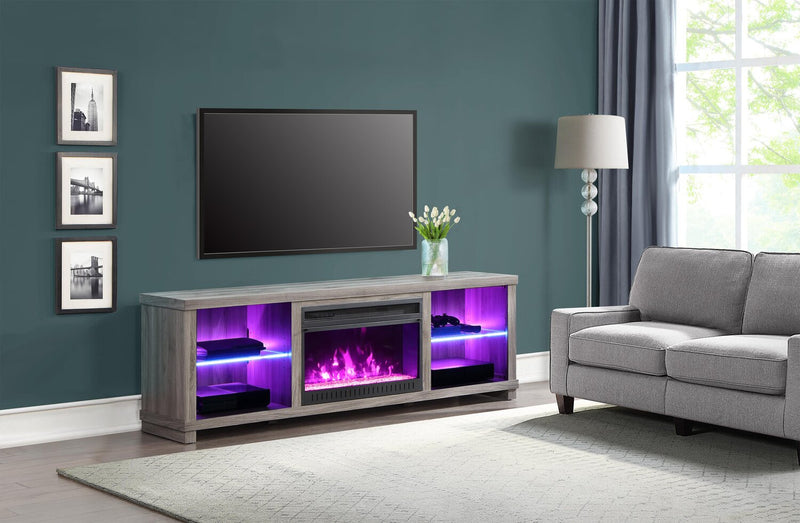 Aurora 72\" TV Stand with Crystal Ember Firebox