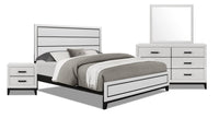 Kate 6pc Bedroom Set with Bed, Dresser, Mirror & Nightstand, White - King Size
