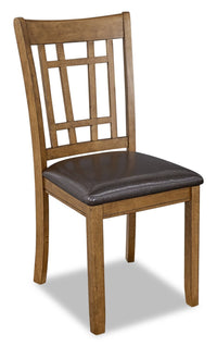 Dena Dining Chair with Vegan-Leather Fabric - Oak Brown 