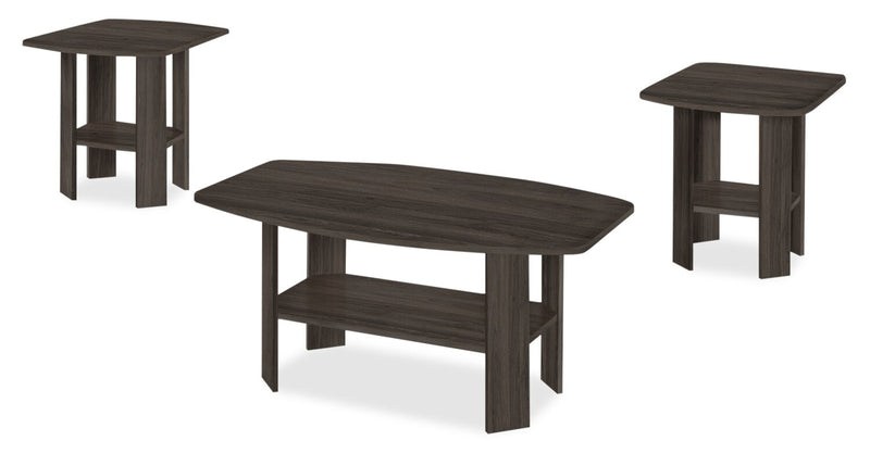 Everest 3-Piece Coffee and Two End Tables Package - Oak