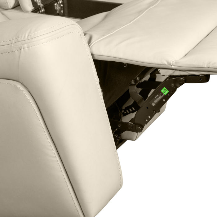 Prescott Genuine Leather Power Reclining Loveseat - Platinum