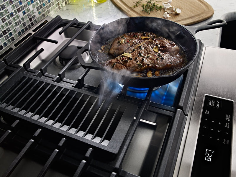 KitchenAid 6.4 Cu. Ft. 4-Burner Dual Fuel Downdraft Front Control Range - KSDG950ESS