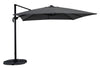 Solar Cantilevered Patio Umbrella - 137"W x 84"H, Steel, Hand Crank, Built-in LED Lights - Grey