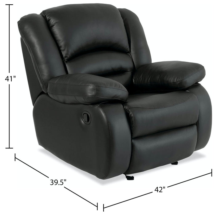 Toreno Genuine Leather Rocker Recliner - Black