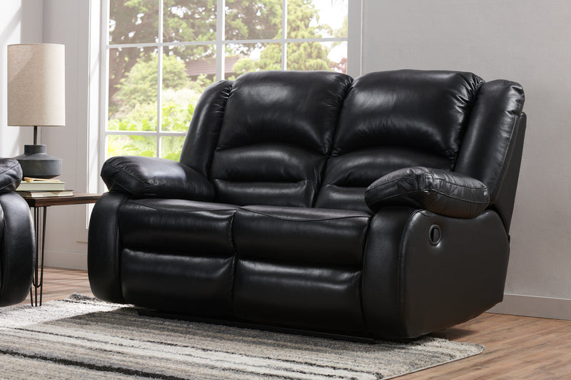 Toreno Genuine Leather Reclining Loveseat - Black