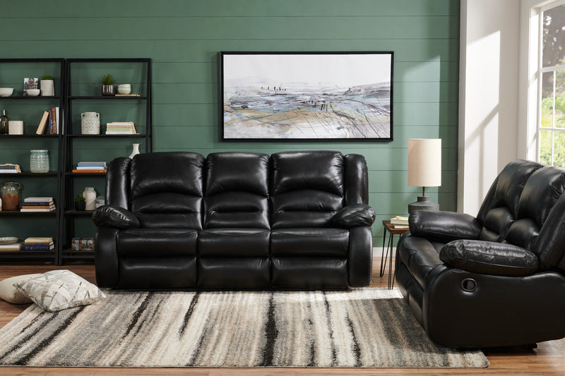 Toreno Genuine Leather Reclining Sofa - Black