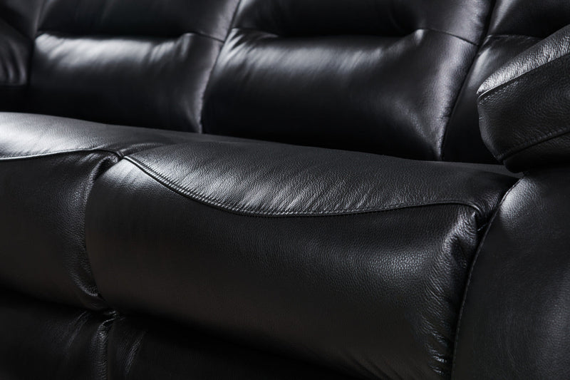 Toreno Genuine Leather Reclining Sofa - Black