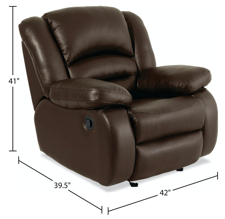 Toreno Genuine Leather Rocker Recliner - Brown