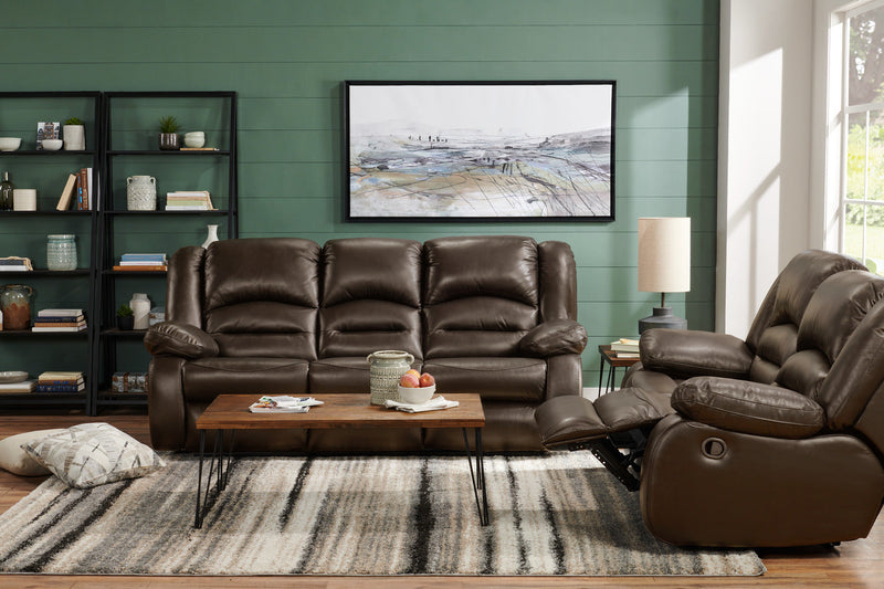 Toreno Genuine Leather Reclining Sofa - Brown