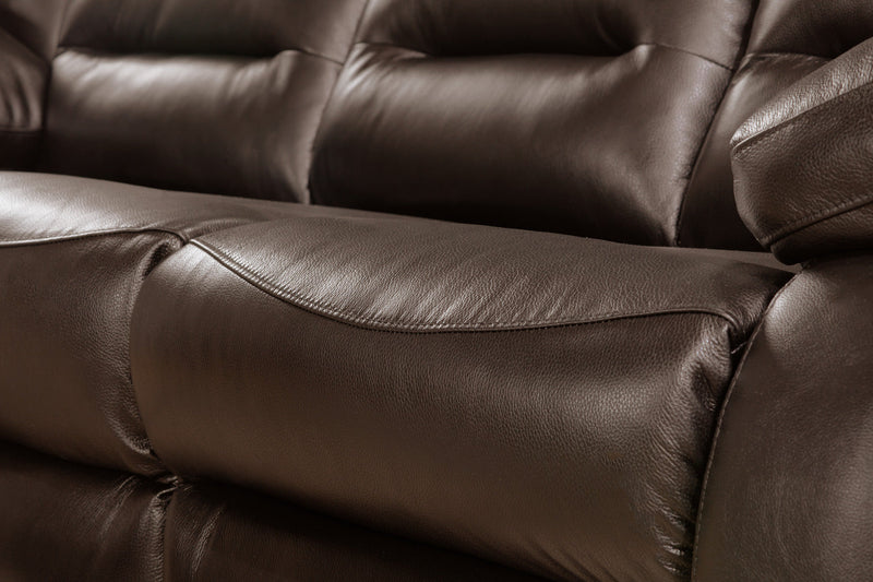 Toreno Genuine Leather Reclining Sofa - Brown