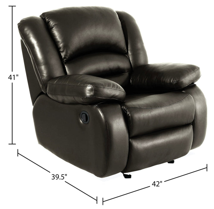 Toreno Genuine Leather Rocker Recliner - Grey