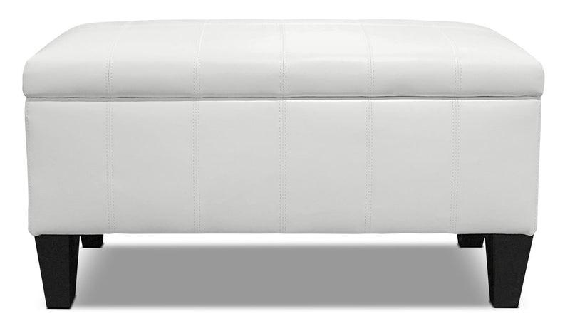 Jackson Faux Leather Storage Ottoman - White