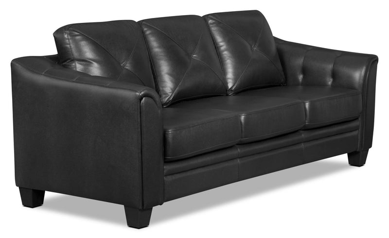 Andi Leather-Look Fabric Sofa - Black