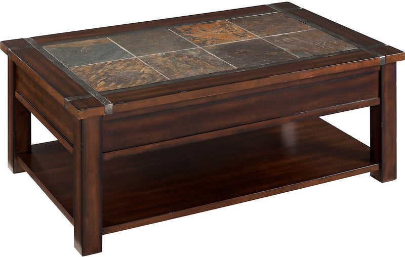 Roanoke Coffee Table with Lift Top and Casters - Cherry Wood