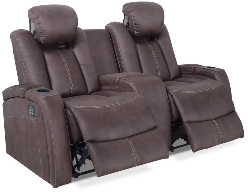 Ross Faux Suede Power Reclining Loveseat - Chocolate