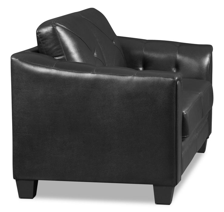Andi Leather-Look Fabric Loveseat - Black