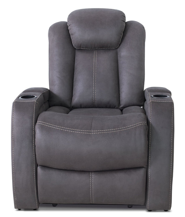 Ross Faux Suede Power Recliner - Pewter