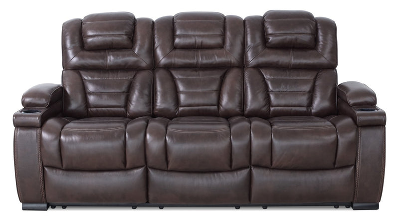 Hugo Genuine Leather Power Reclining Sofa - Brown