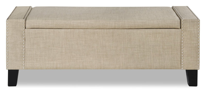 Milan Linen-Look Fabric Storage Ottoman - Beige