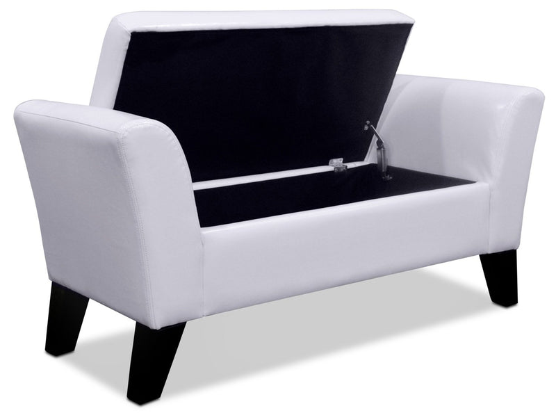Bonn Faux Leather Storage Ottoman - White