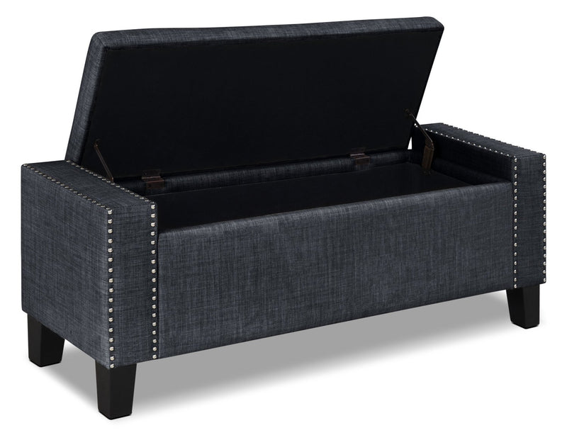 Milan Linen-Look Fabric Storage Ottoman - Grey
