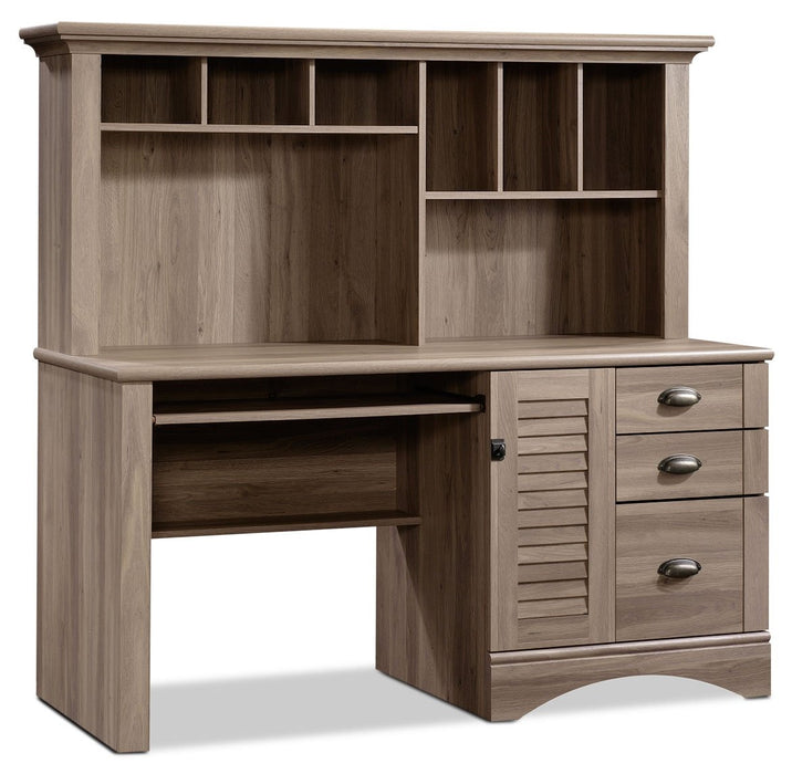 Harbor View Desk with Hutch – Salt Oak