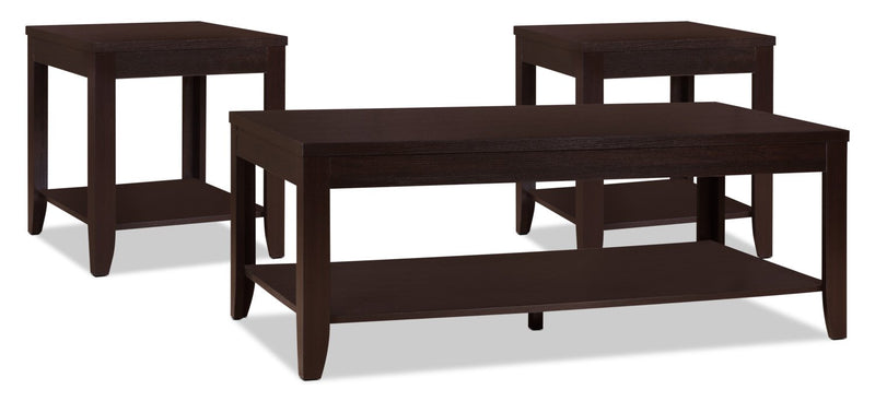 Aspen 3-Piece Coffee and Two End Tables Package - Espresso